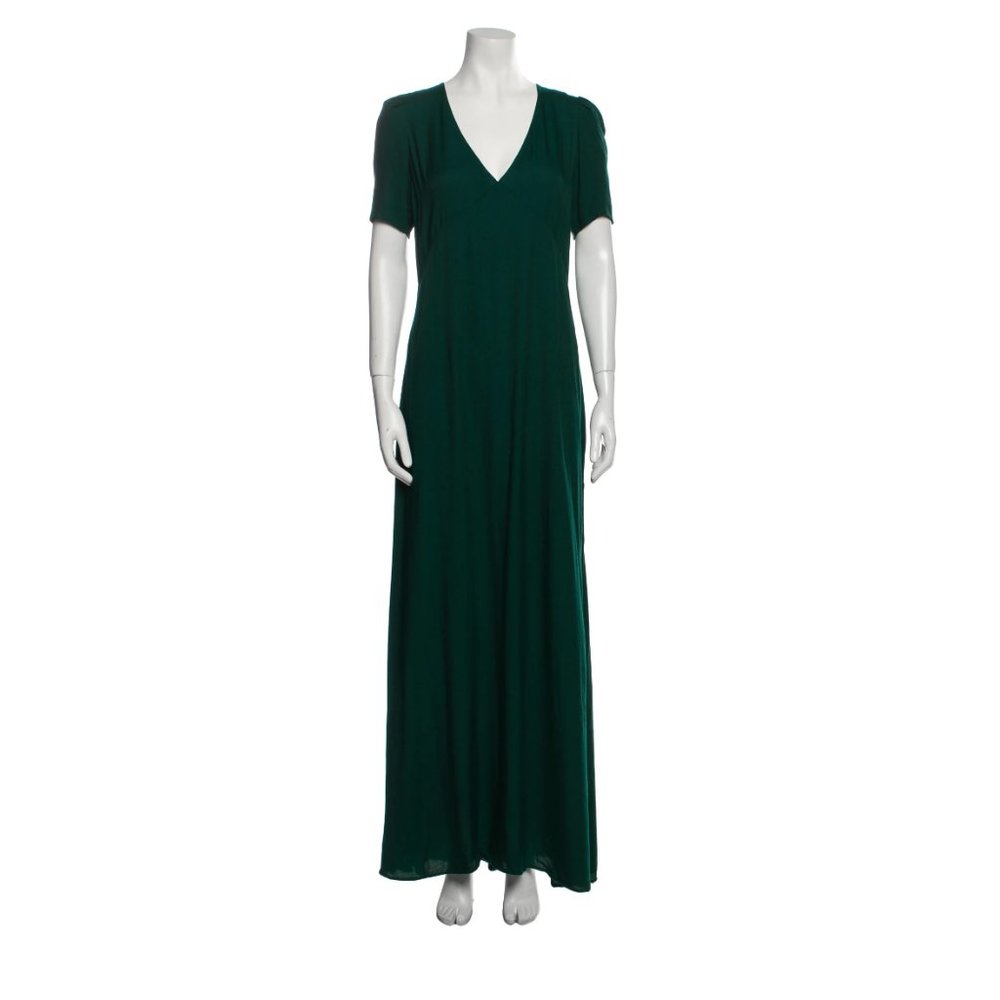 REFORMATION V-Neck Long Dress Size: M | US 6 Emerald Green